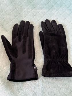 Black Aris Genuine Leather Suede Gloves One Size