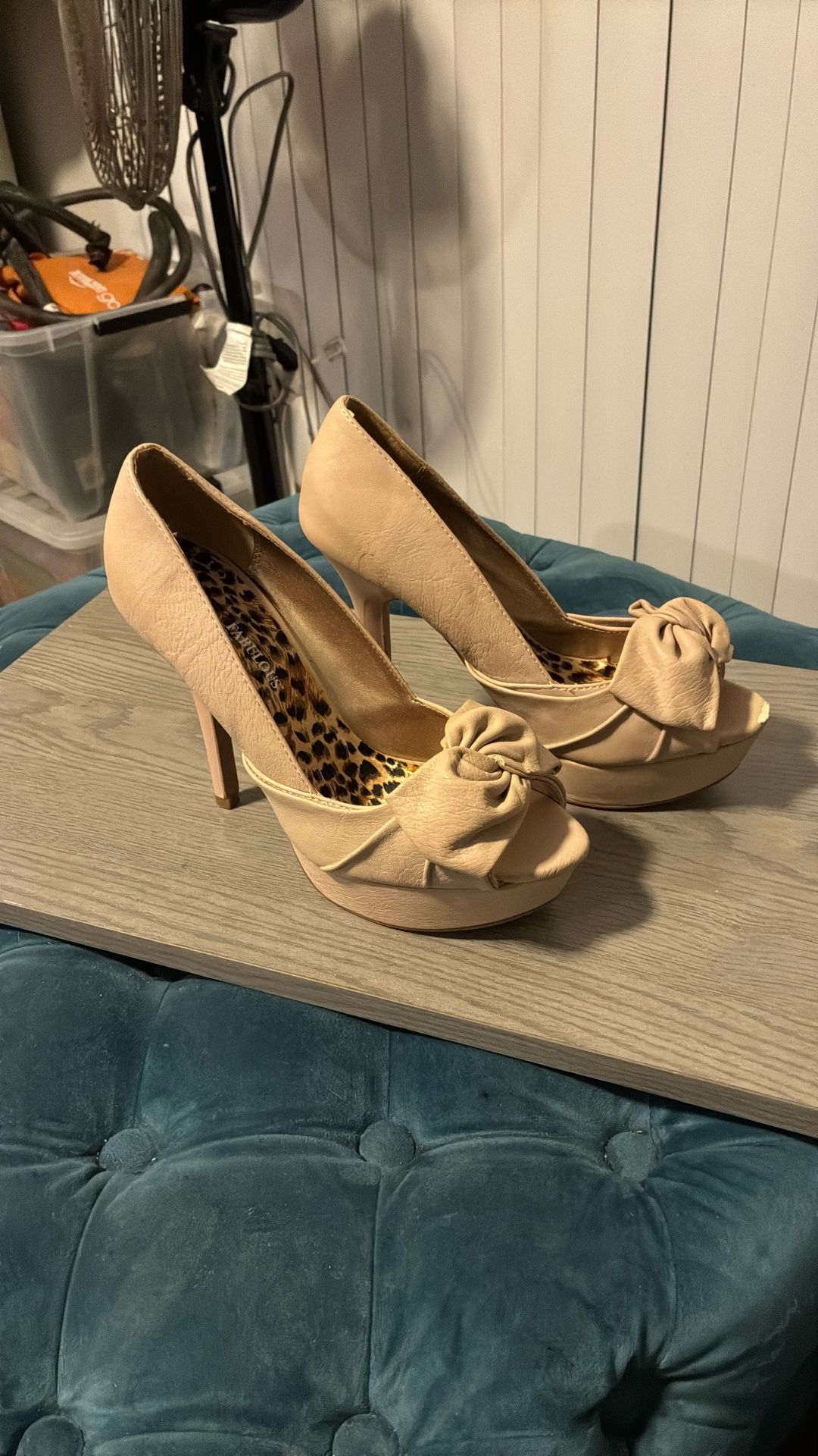 Just fab women’s heels size 8 1/2 peekaboo to light mauve and color