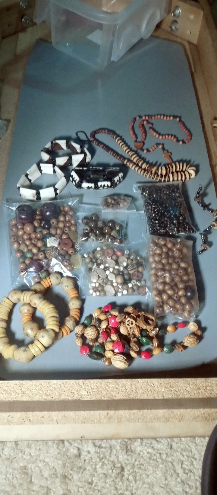 Wooden, tribal, Clay, Seed Bead Lot