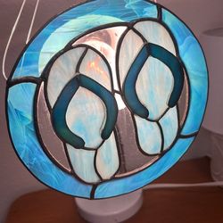 Vintage At the shore , Sun Catcher / Stained glass Hand made