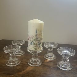 Five Glass Candle Holders (Pilar/Taper)