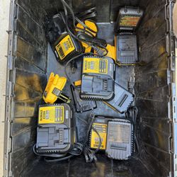 Various DeWalt Chargers And Batteries