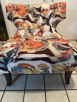 Tufted Accent Chair Floral Upholstery
