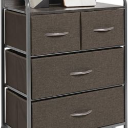 30.9" High Steel Frame/Wood Top Storage Dresser Furniture Unit with 4 Removable Fabric Drawers - Bureau Organizer for Bedroom, Living Room, or Closet 