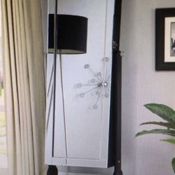 Standing Mirror With jewelry Storage Dark Brown 