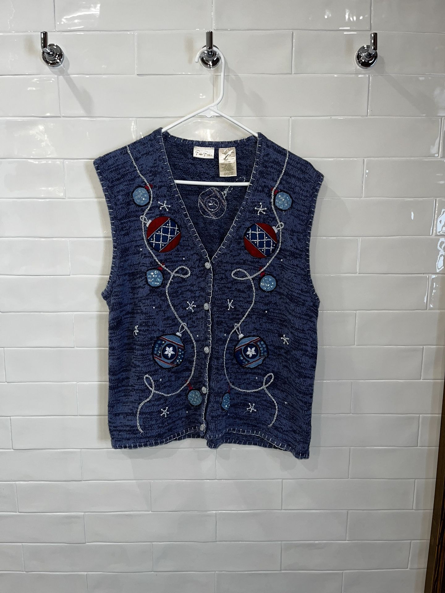 Vintage Bobbie Brooks Christmas Sweater Vest Ornaments XL