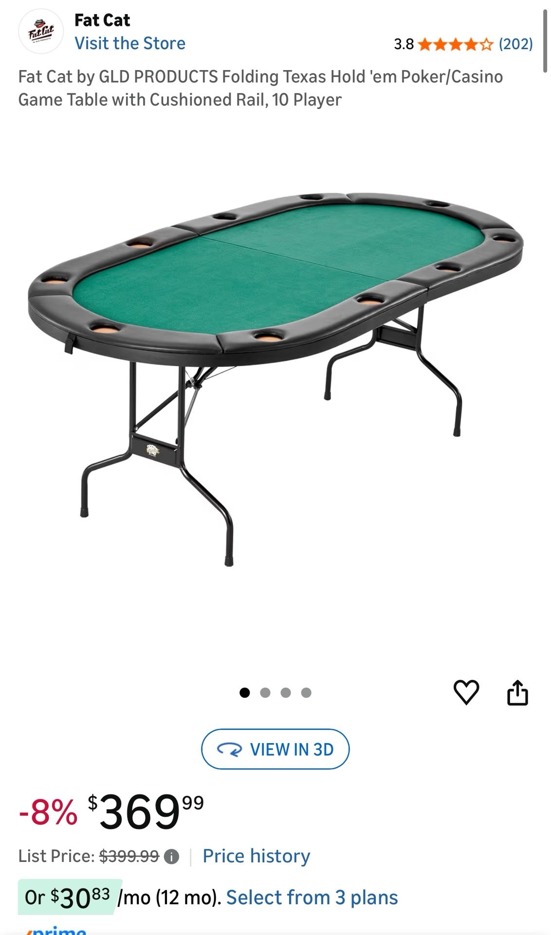 Fat Cat Folding Poker Table
