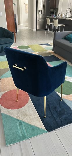 Navy Velvet Dining Chairs w/ Gold Handle Back – Set of 4 or Pairs – Modern Glam