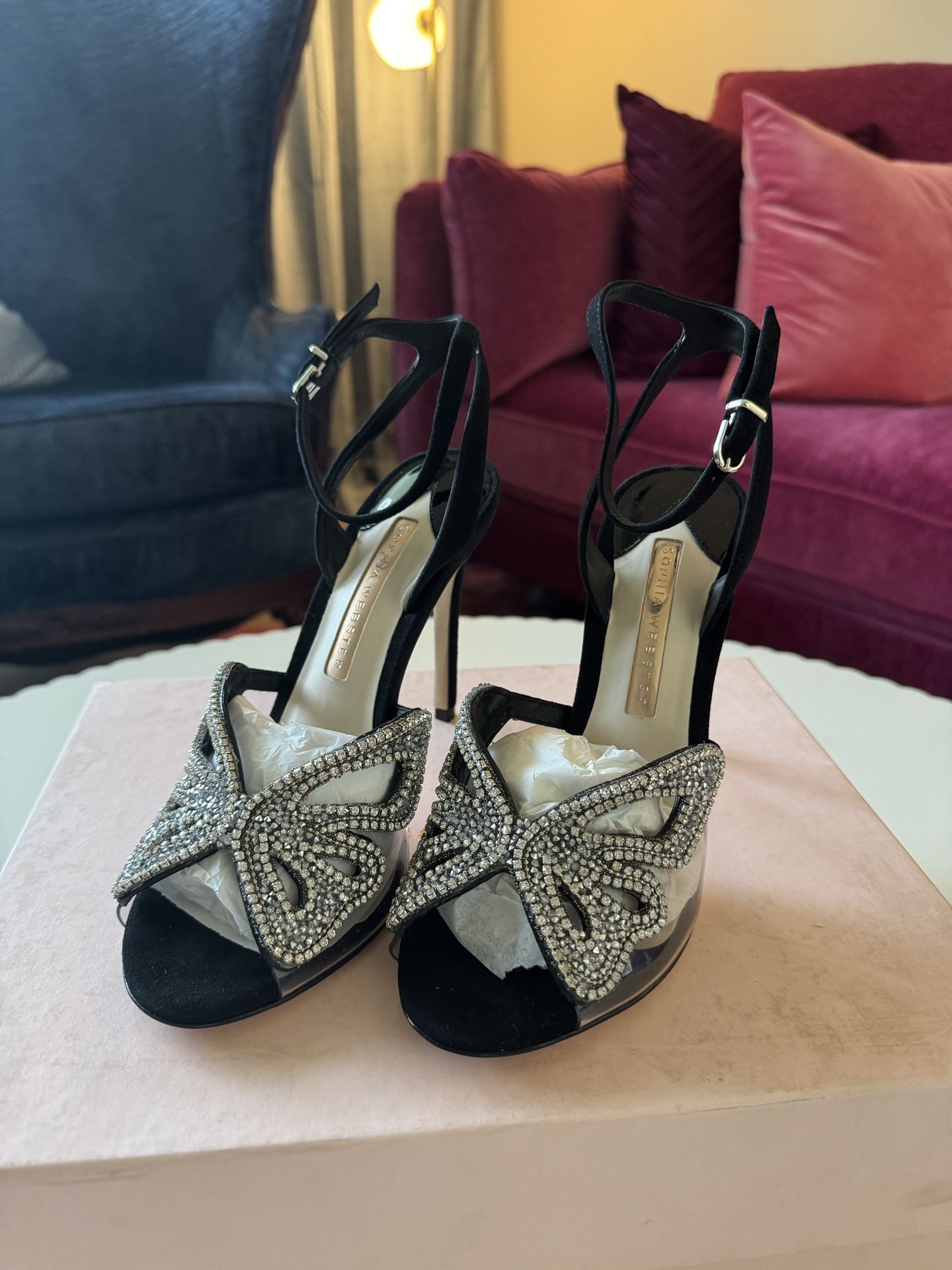 NIB Sophia Webster Madame Crystal Embellished High Heel Sandals EU 37.5