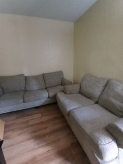 Gray Fabric Sofa Set – 2 Pieces(free)
