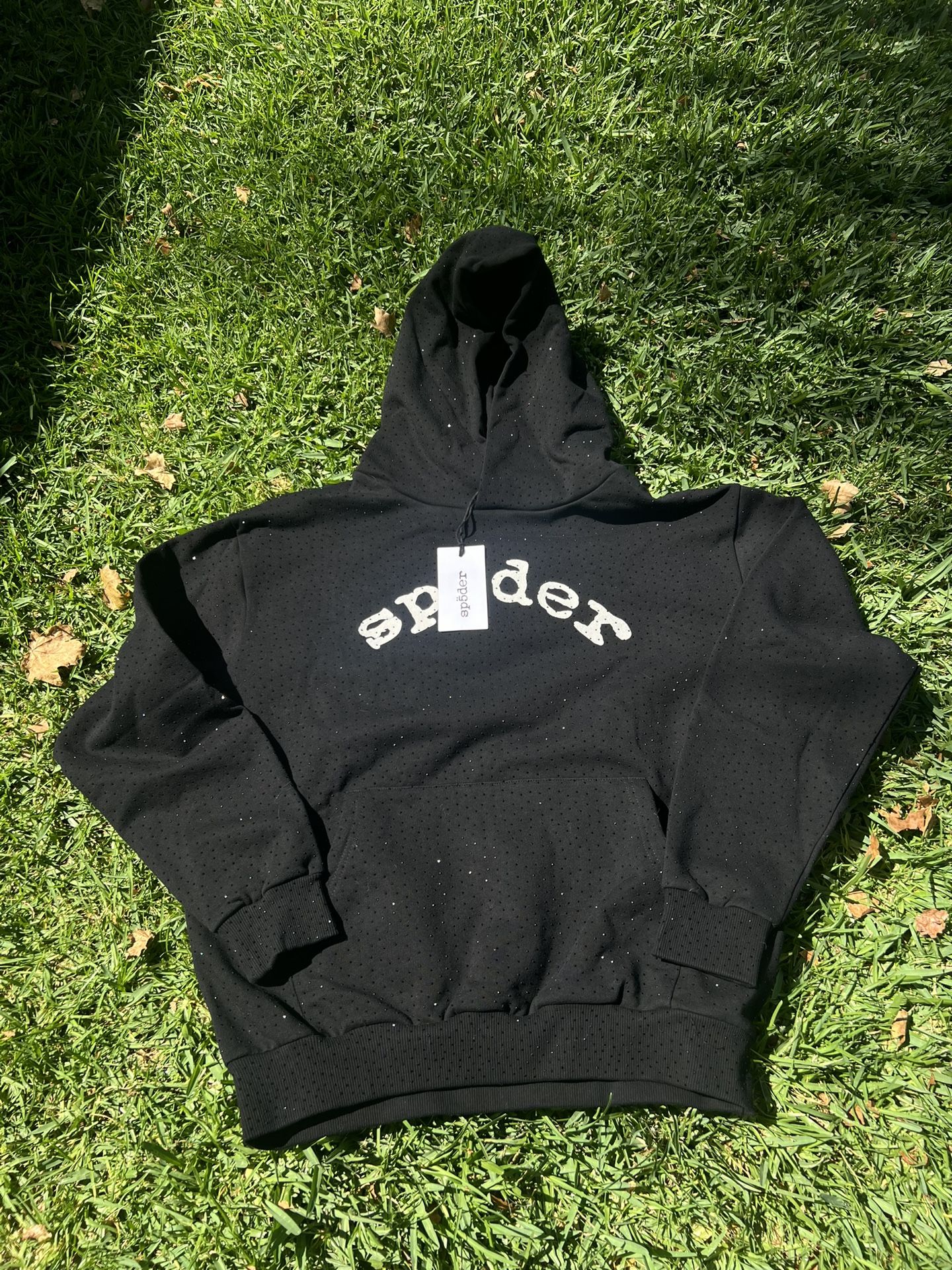 Black VVS Rhinestone Spider Hoodie