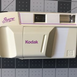 VINTAGE KODAK BREEZE POINT AND SHOOT FILM CAMERA WHITE PINK For parts only