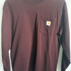Carhartt Men’s Long Sleeve Pocket T-Shirt – Maroon / Burgundy – Size L