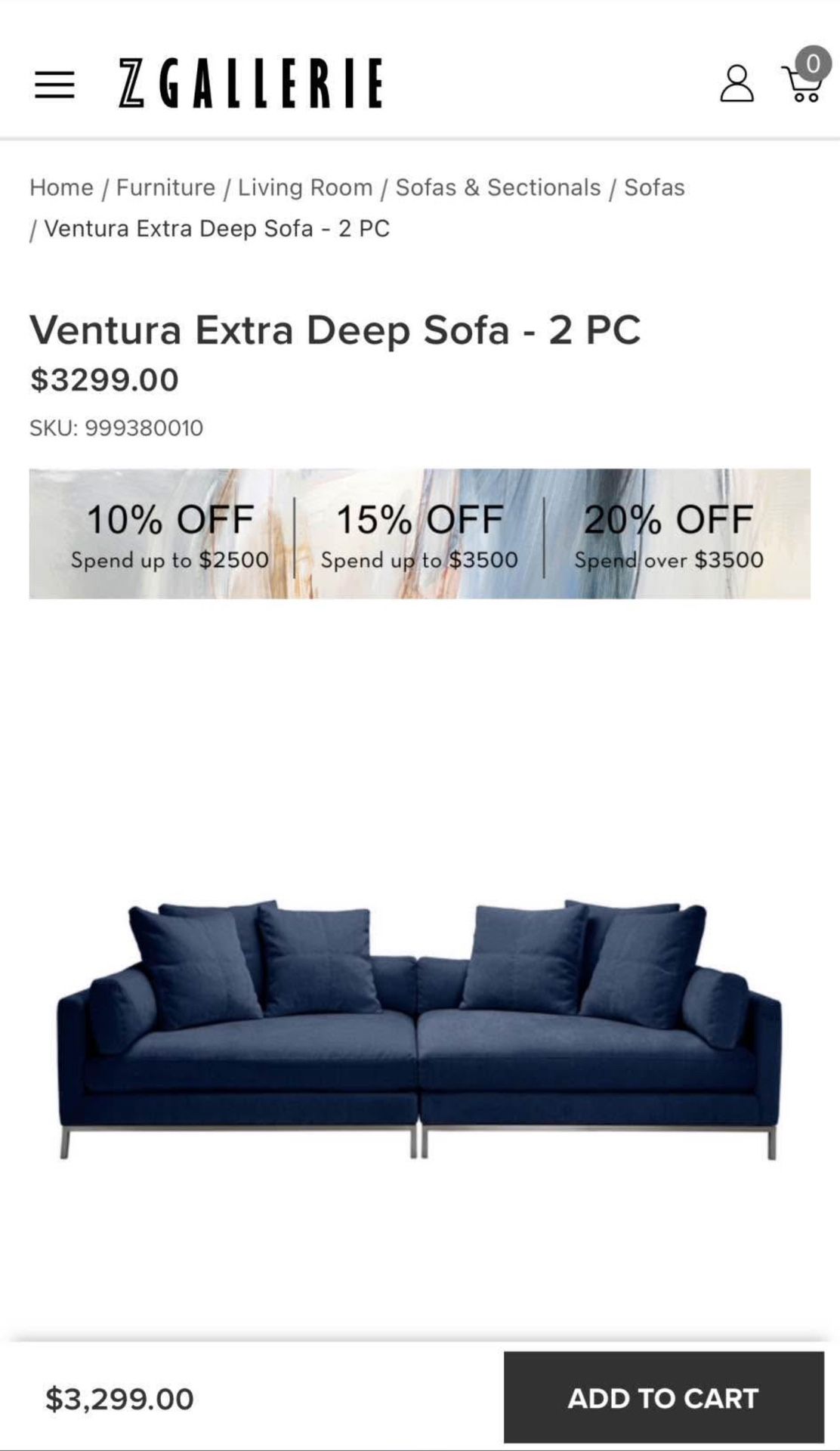 Z Gallery Large Sofa