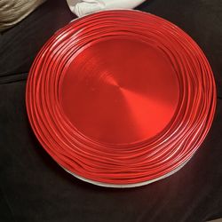 CAMOFOXIN 13 Inch Round Charger Plates, Set Of 6, Dinner Chargers Bulk Wedding (Red)