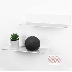 OAPRIRE Floating Shelves White Set of 2 - Damage Free Expand Wall Space - 12 Inch Command Shelf for Bedroom, Bathroom, Kitchen, Living Room, Small Acr