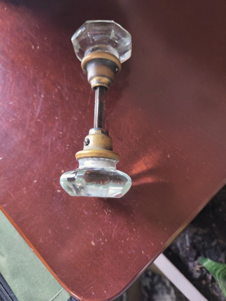 Vintage Brass And Glass Door Handle