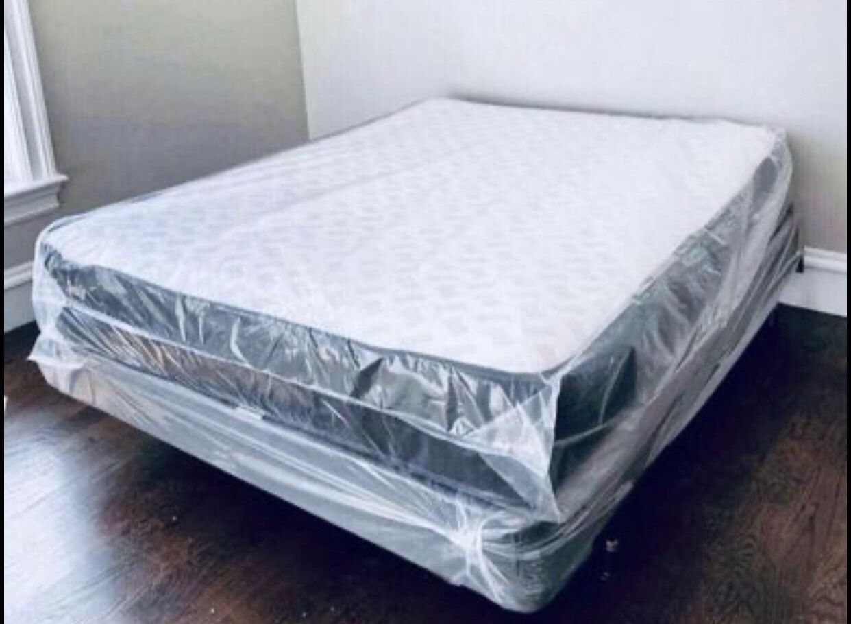 Full Size Mattress Double Sides Medium Soft 9” Thick Brand New Box Spring Included Delivery 🚚 Available 