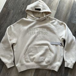 ESSENTIALS FEAR OF GOD FLOCKED EGGSHELL LOGO OVERSIZED FW22 HOODIE Sz SMALL  for Sale in Yorba Linda, CA - OfferUp