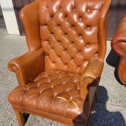 Vtg NAPA Leather CHAIR n LOVESEAT 