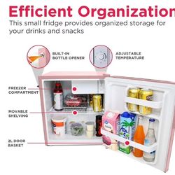 A000705A Frigidaire 1.6 Cu. ft. Retro Mini Refrigerator with Side Bottle Opener, Pink