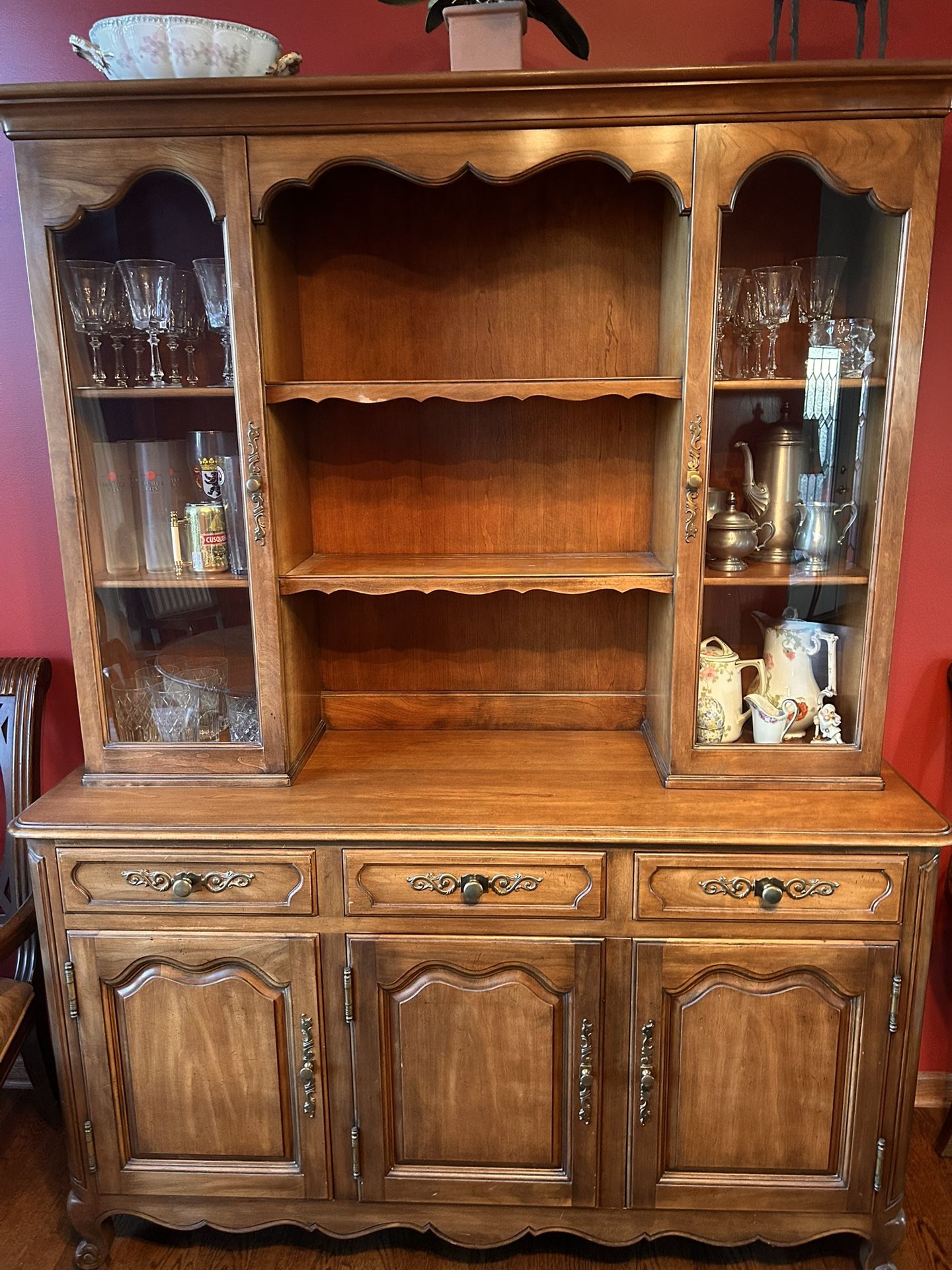 Three Piece Dining Room Set With Six Chairs