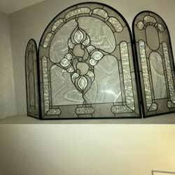 $444 Clear Like Stained Glass Fireplace Decoration, Three Panel, Heavy Reflective, Decor, Decoration Sophisticated partition, flower, bed, 