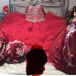 Vestido. Ramo, Muñeca Y Canasta De 15 Años