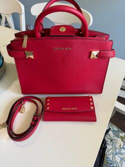 Michael Kors Red Saffiano Handbag with Wallet