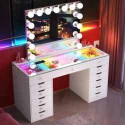 Makeup vanity desk and Bluetooth Mirror