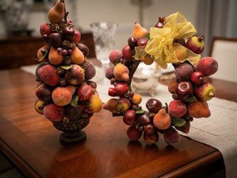 Faux Fruit Topiary and Wreath Decor Set