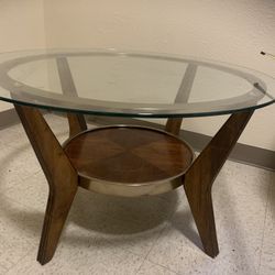 MCM Wood Glass Coffee Table 