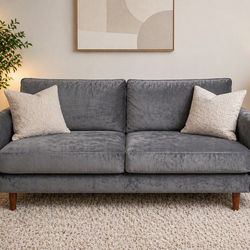 Modern Gray Sofa w/ Dual Side Pockets – Compact & Stylish