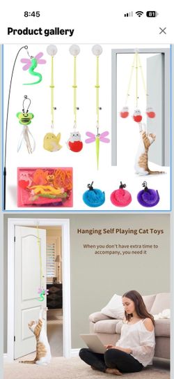 Hanging Cat Toys for Indoor Cats 8 Assorted Teaser Refills, 3 Indoor Cat Hanging Toy and 1 Interactive Wand Suitable for Indoor Cats