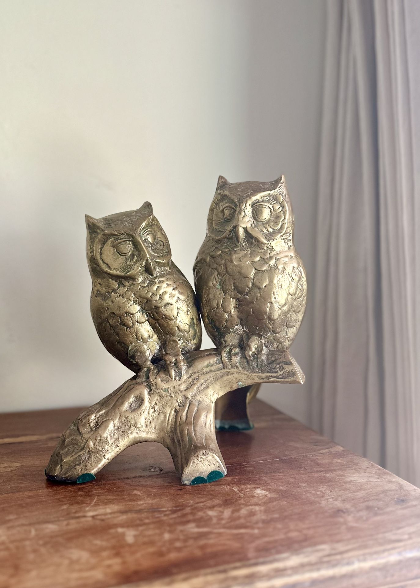 Vintage Brass Owl Statue