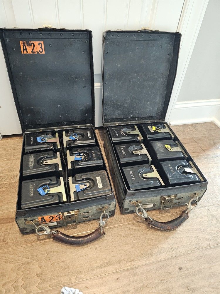 Two Vintage Pay Phone Coin Boxes 8 With Collectors Carrying Case, Price For Each