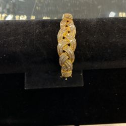 14k Braided Baguette Diamonds Bracelet