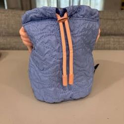 Cute Quilted Blue Bucket Handbag with Rope Handles