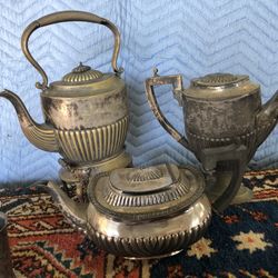 Antique English Tea Set & Miscellaneous Silver Plate Items 
