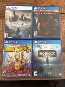 4 Game Lot - Hogwarts, Metal Gear Solid V The Phantom Pain, Borderlands 3, Bioshock The Collection PS4 PS5