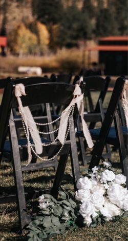 Set of 2 pc wedding pearl bow chair decor