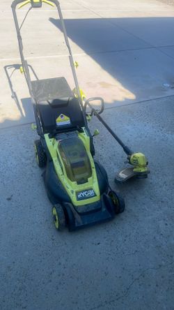 Ryobi One+ HP lawnmower and weed whacker