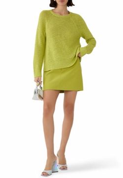New Eileen Fisher Raglan Lime Green Knit Oversized Sweater