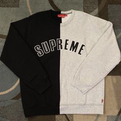 Supreme Split Arc Logo Crewneck Sweatshirt Black/Grey Size Large