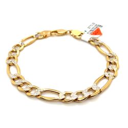 14k Gold Bracelet 8” Diamond Cut Hollow Figaro 7.7mm 9grams 150332 2