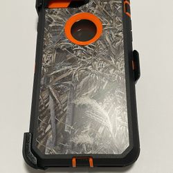 For iPhone 7 Plus / 8 Plus Orange Camouflage Belt Clíp Camo 