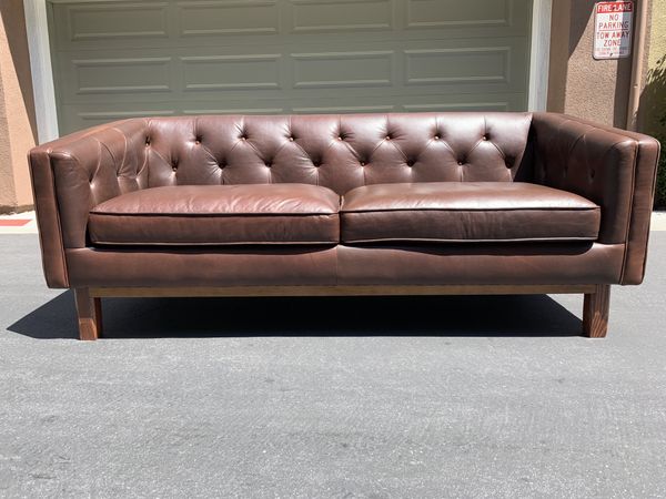 Brand New Mid Century Modern Brown Leather Sofa Article Furniture For In Pasadena Ca Offerup