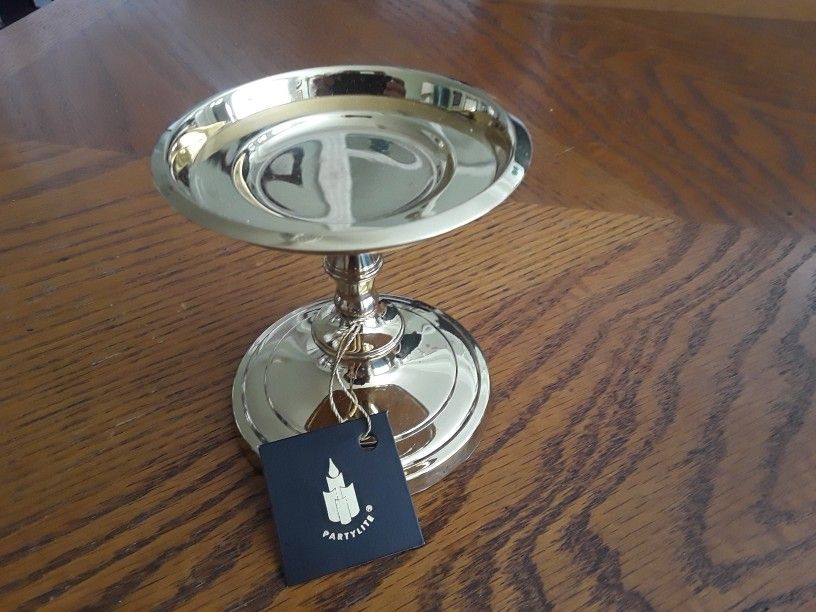 PartyLite 4in Brass Pillar Candle Holder