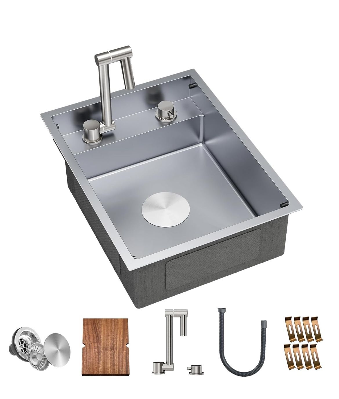 New 21x16 Inch Undermount Kitchen Sink Stainless Steel 16 Gauge Ledge Workstation