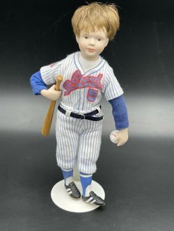 Vintage Avon 1991 Grand Slammers Porcelain Doll 9" Collection Stand
